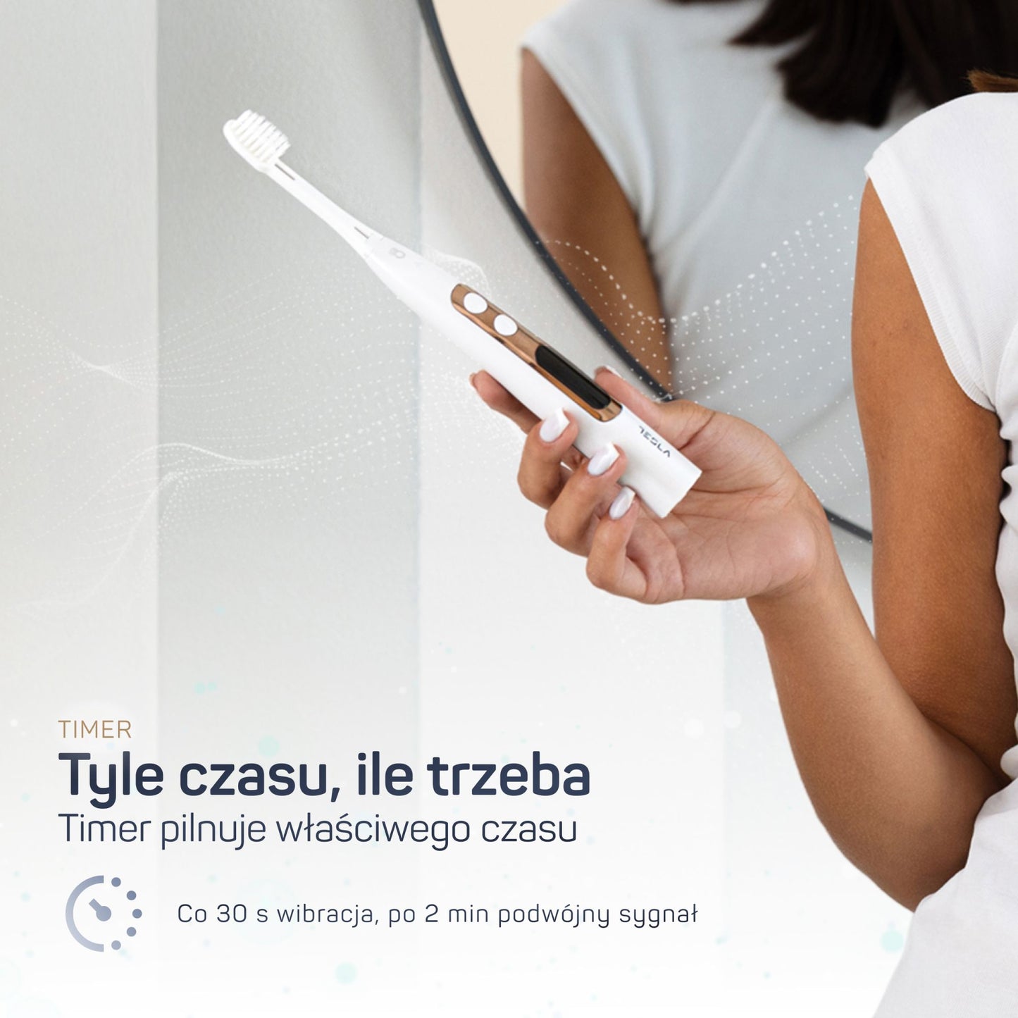 TESLA Premium perłowa biel – elegancki perłowy design, widok z boku