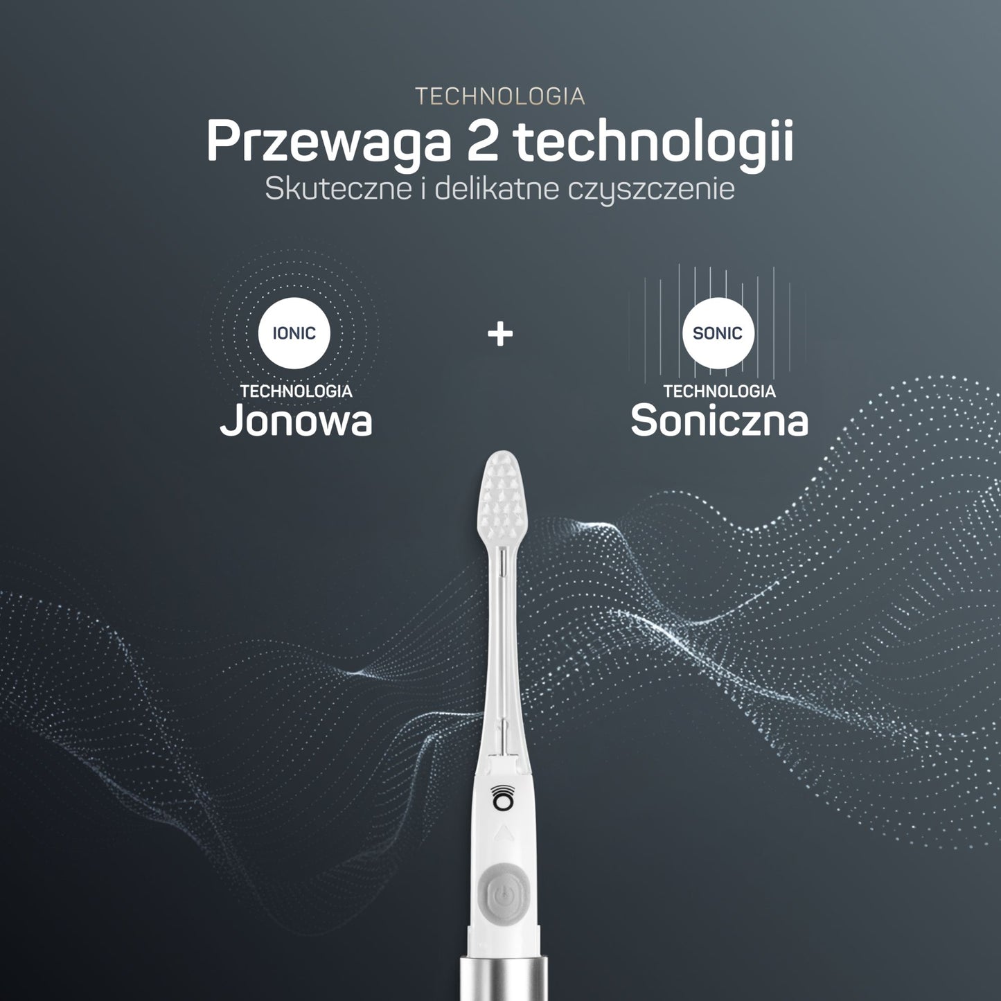 Zbliżenie na główkę szczoteczki TESLA Travel czarna z miękkim włosiem sonicznym