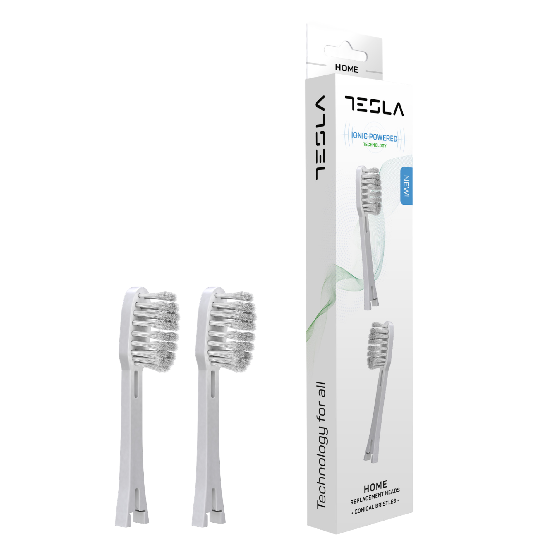 Białe końcówki do jonowo-sonicznej szczoteczki Tesla Premium i Home z pudełkiem – stożkowe miękkie włosie