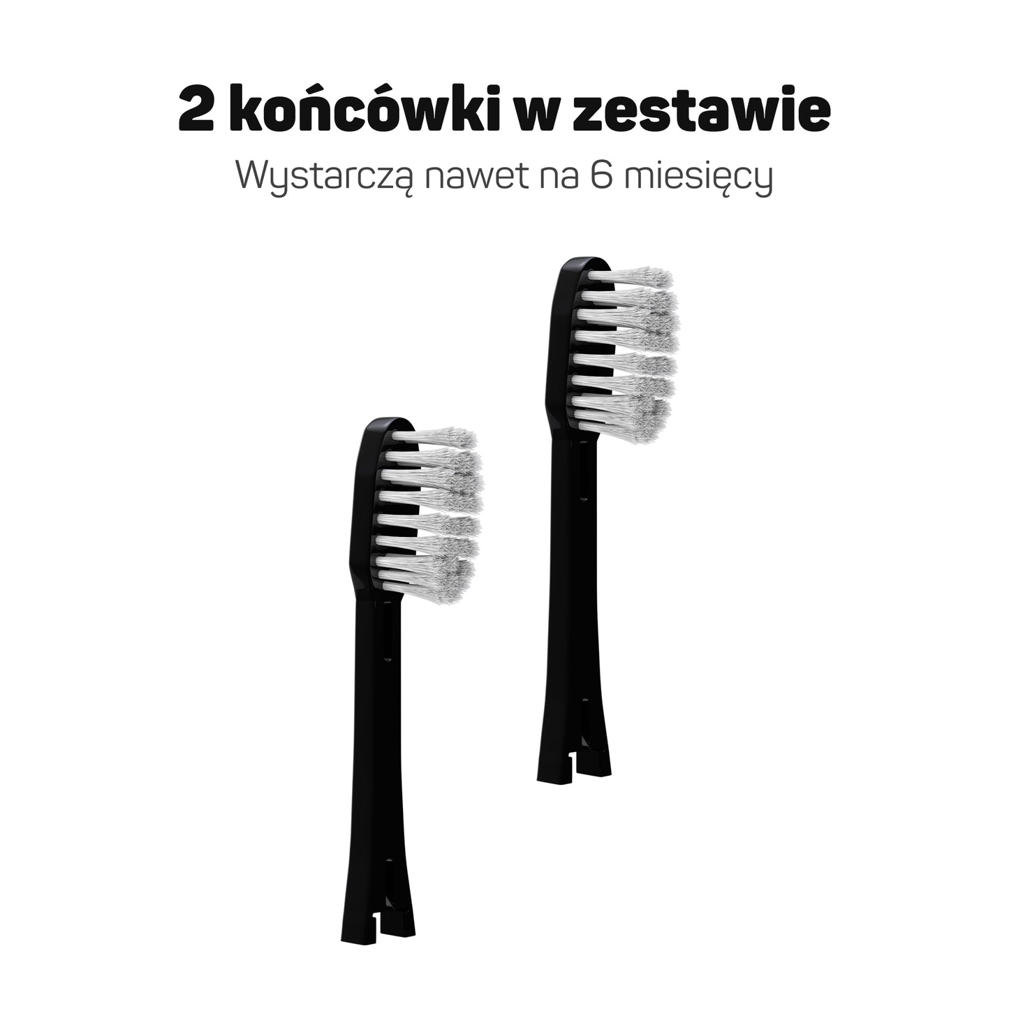 Zestaw 2 czarnych końcówek wymiennych Tesla Home – ile końcówek w zestawie i jak długo wystarczają do szczoteczki elektrycznej