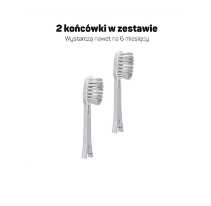 Białe końcówki Tesla Home – 2 sztuki do szczoteczki jonowej Tesla Premium i Home, wystarczają na 6 miesięcy