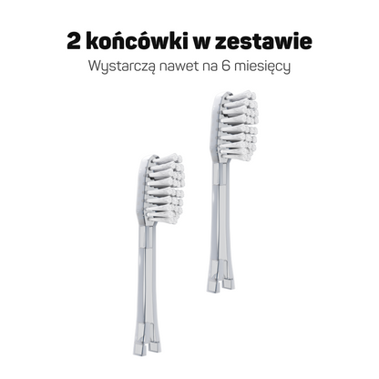 Końcówki miękkie białe Tesla – 2 sztuki do szczoteczki jonowej Tesla Original i Premium, 6 miesięcy użytku