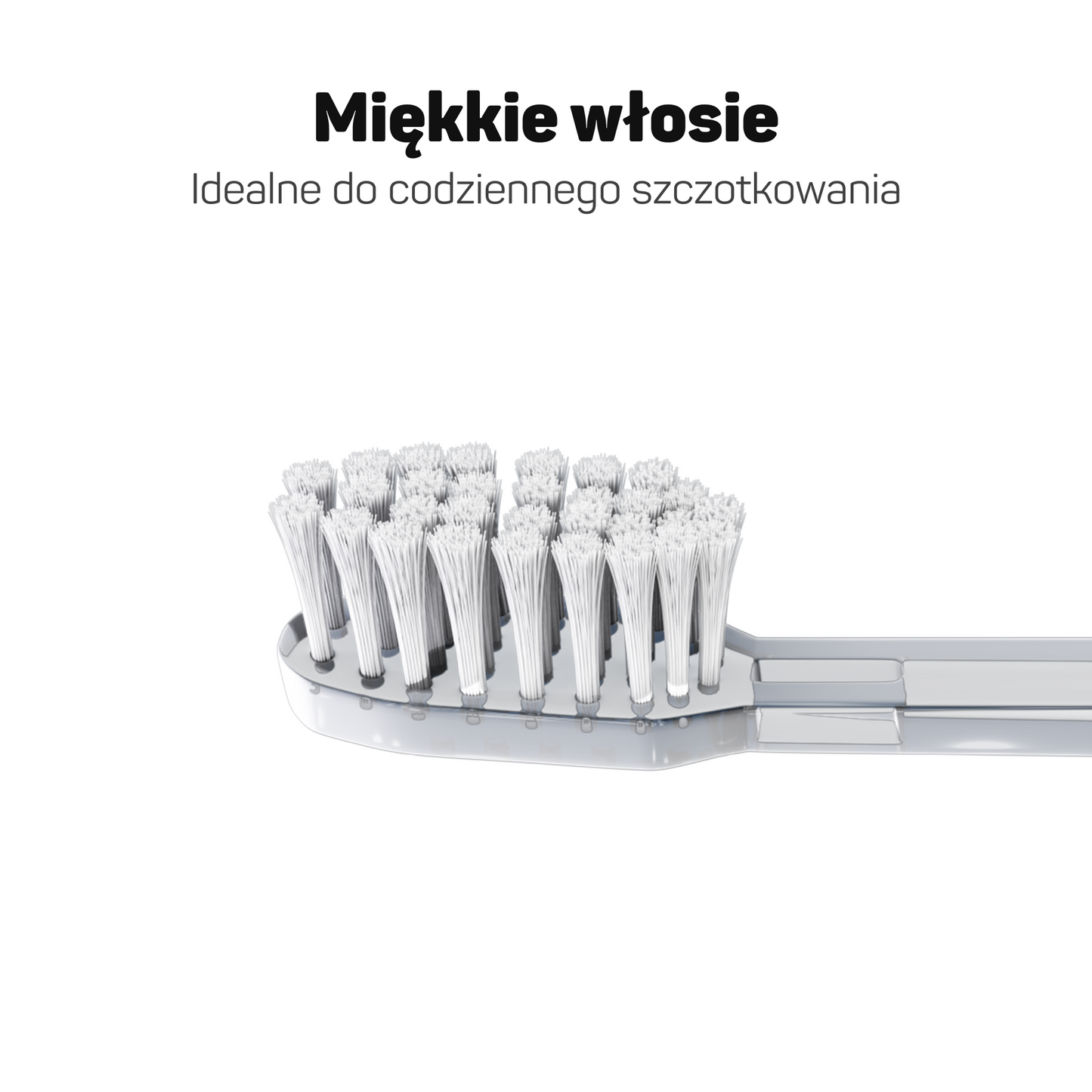 Zbliżenie na miękkie stożkowe włosie białej końcówki Tesla – delikatne dla dziąseł, Tesla Original i Premium