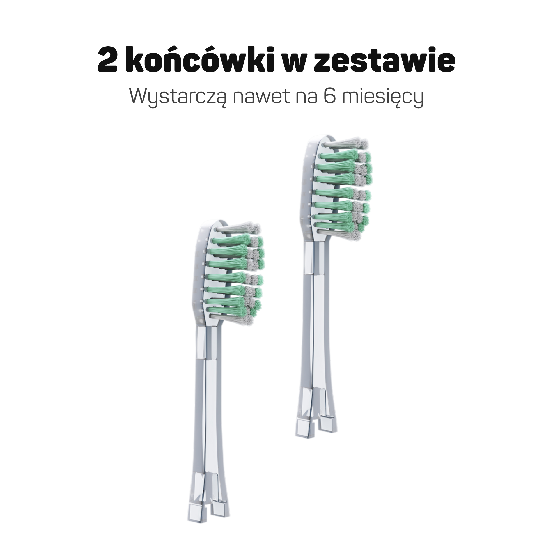 Końcówki średnie białe Tesla – 2 sztuki w zestawie do szczoteczki jonowej, wystarczają na 6 miesięcy