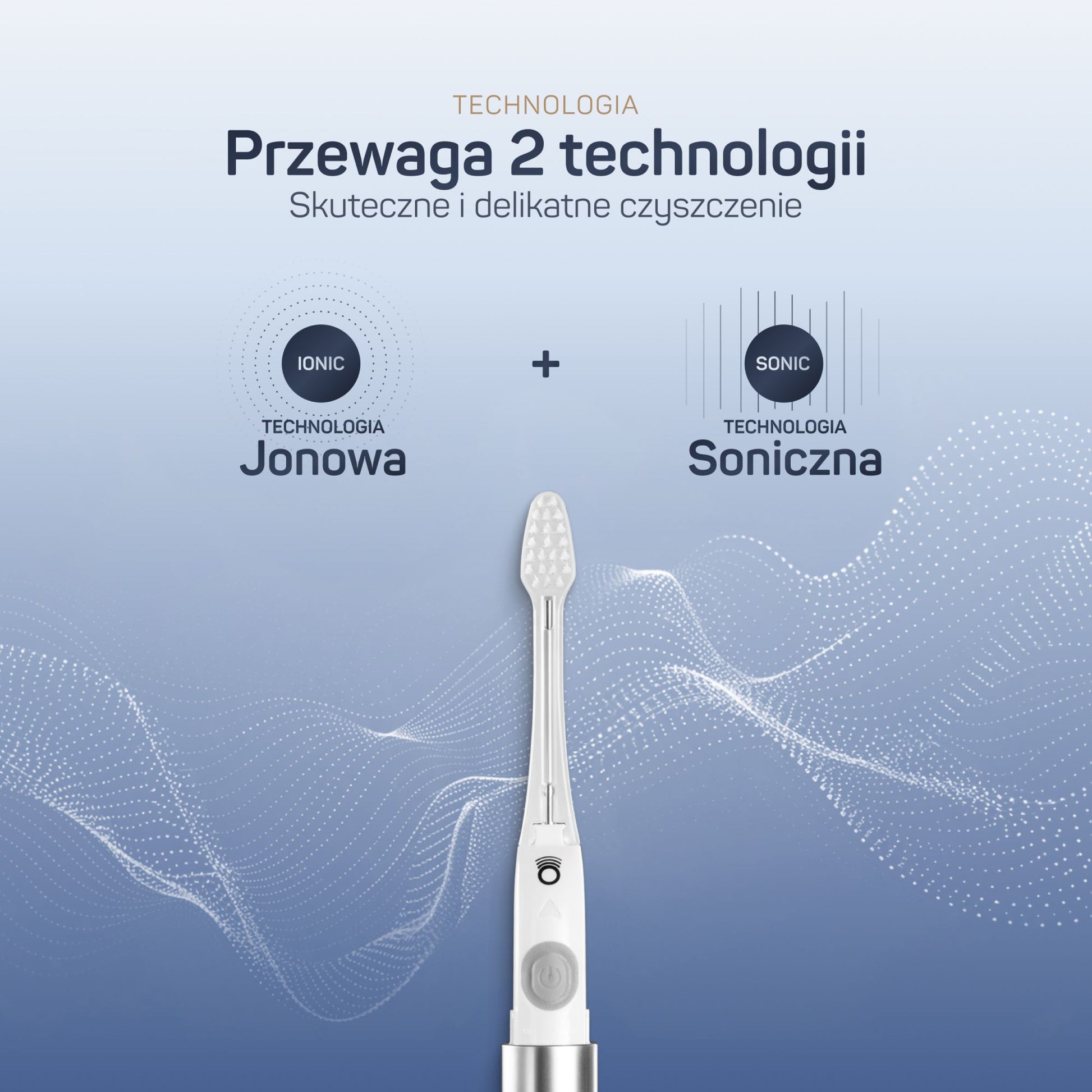 Zbliżenie na główkę szczoteczki TESLA Travel biała z miękkim włosiem sonicznym