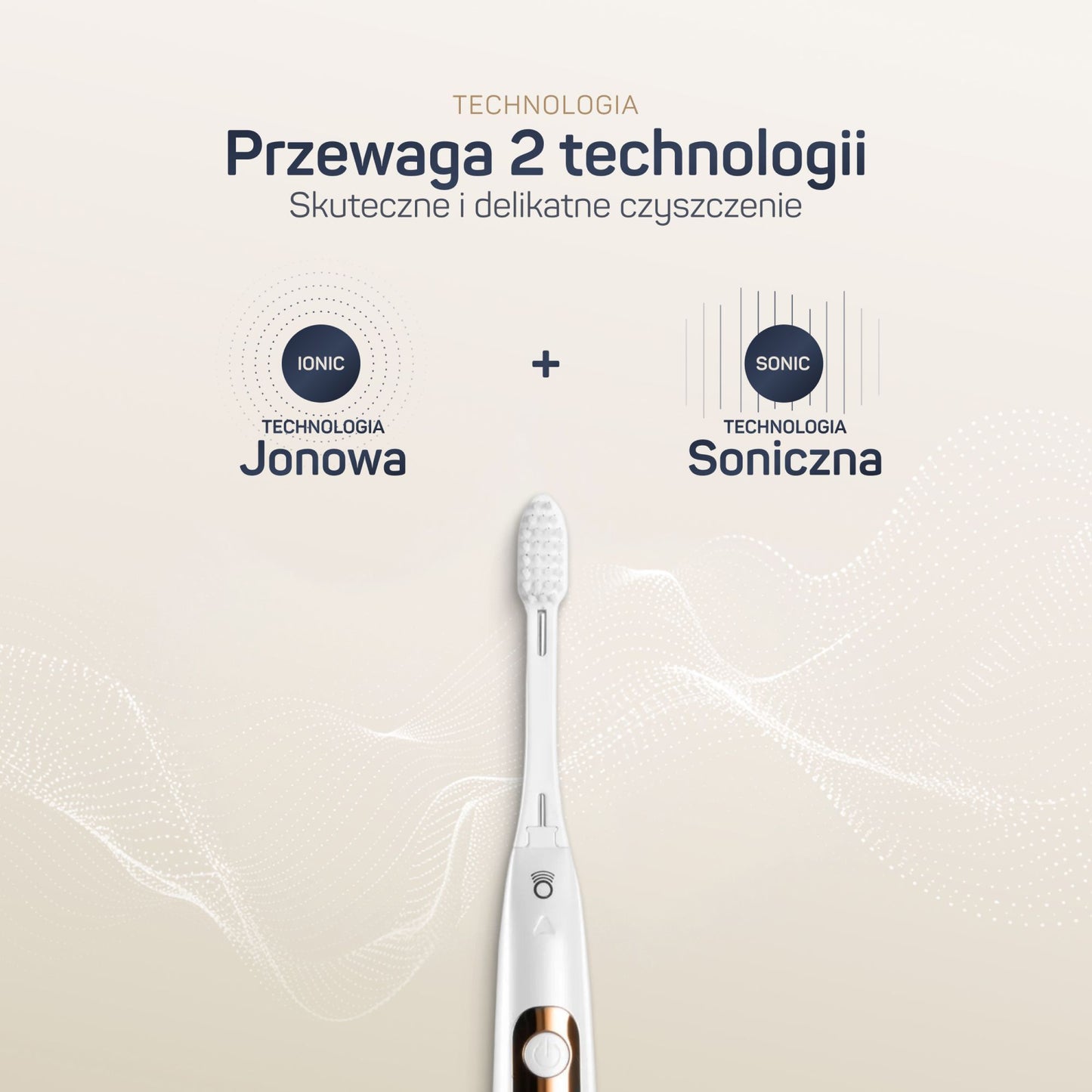 Zbliżenie na główkę TESLA Premium perłowa biel z technologią jonową