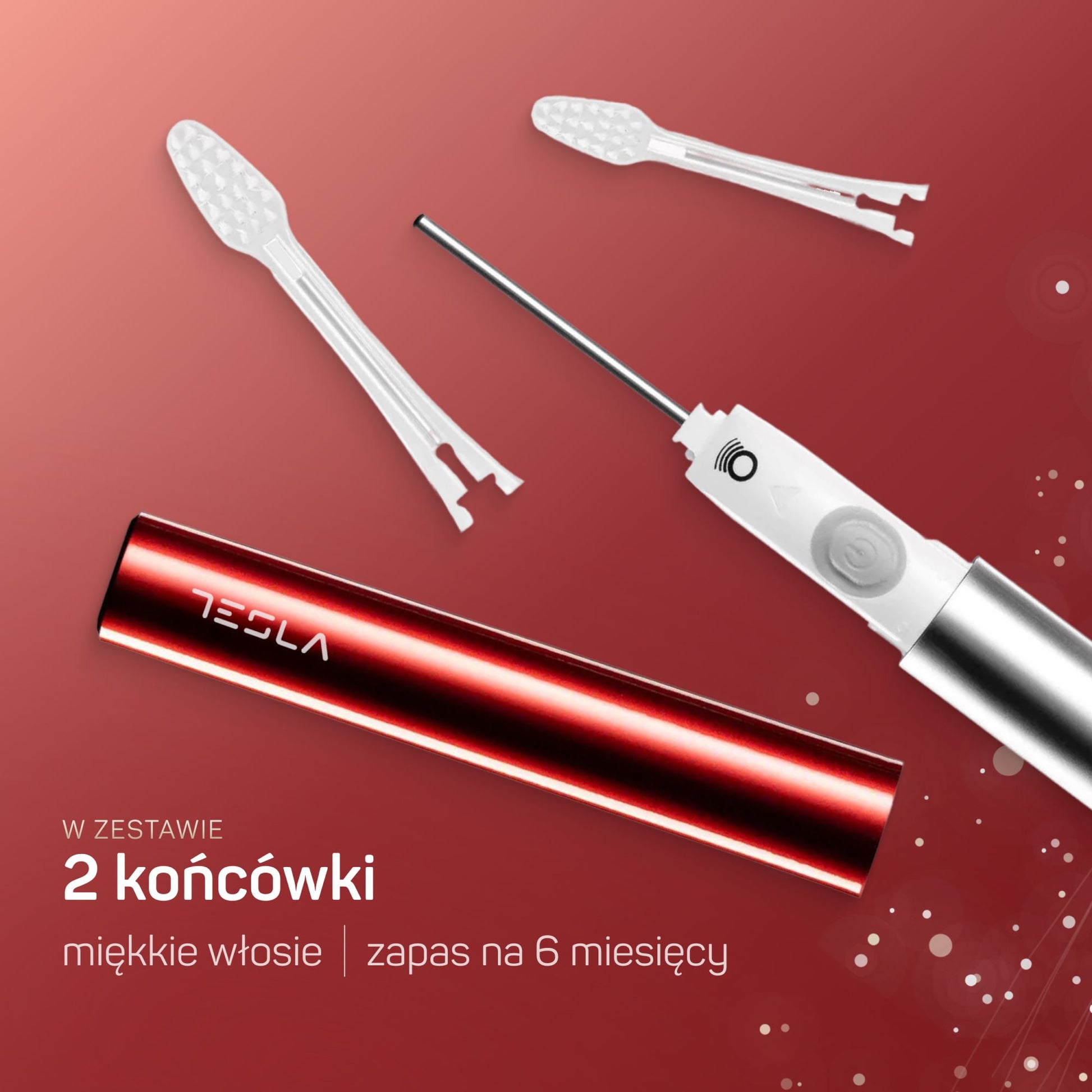 TESLA Travel czerwona – szczoteczka jonowa zasilana wymiennymi bateriami AAA