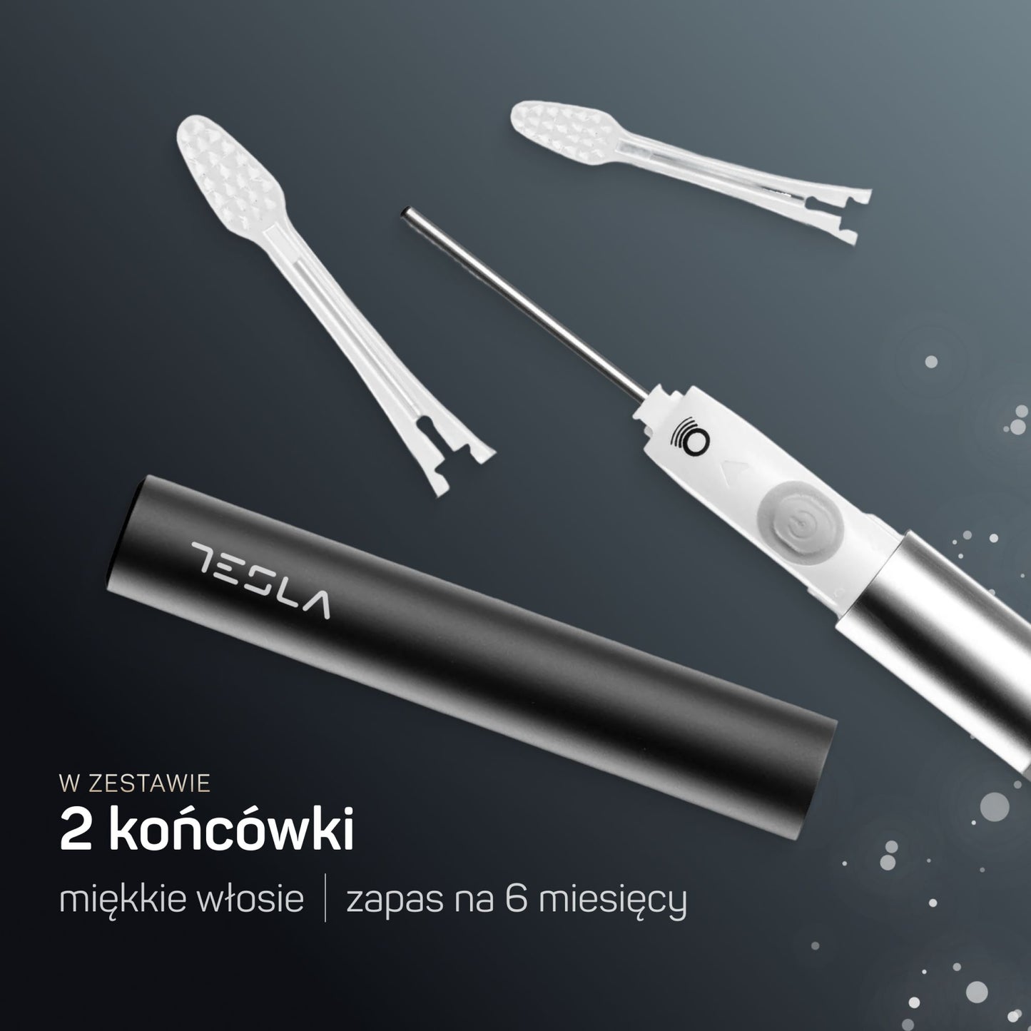 TESLA Travel czarna – szczoteczka jonowa zasilana wymiennymi bateriami AAA