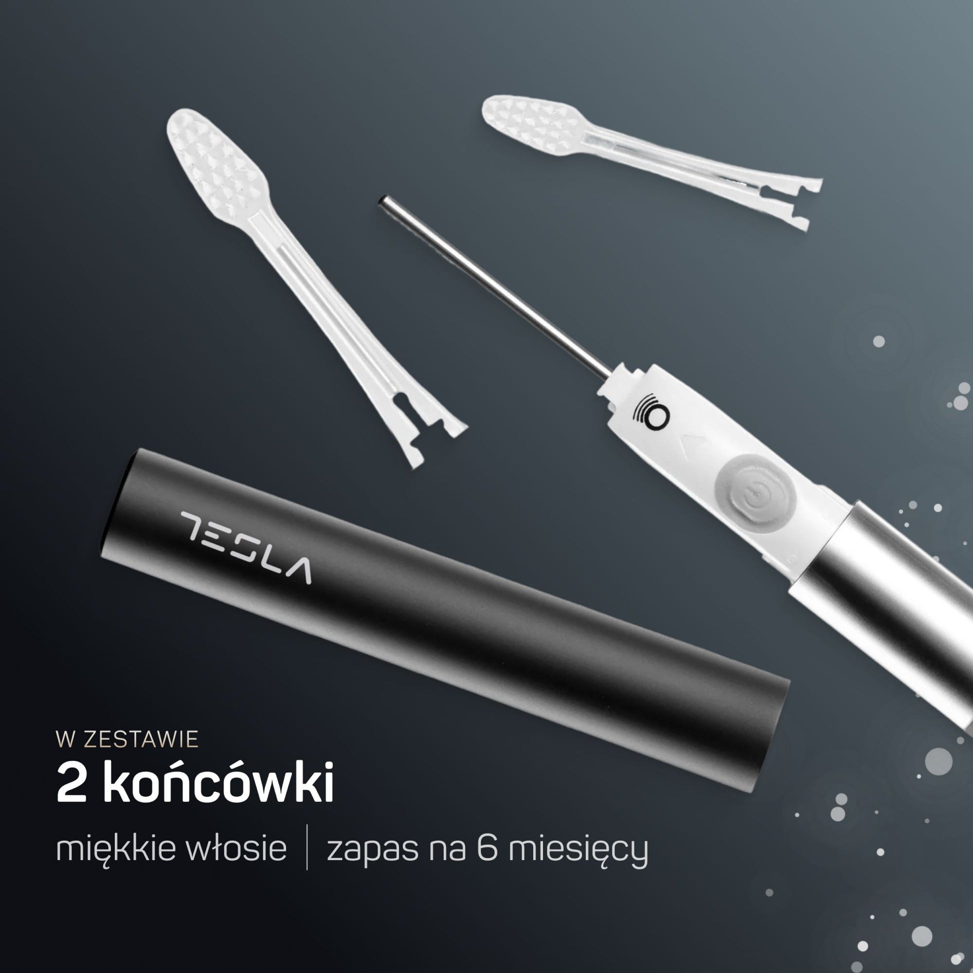 TESLA Travel czarna – szczoteczka jonowa zasilana wymiennymi bateriami AAA