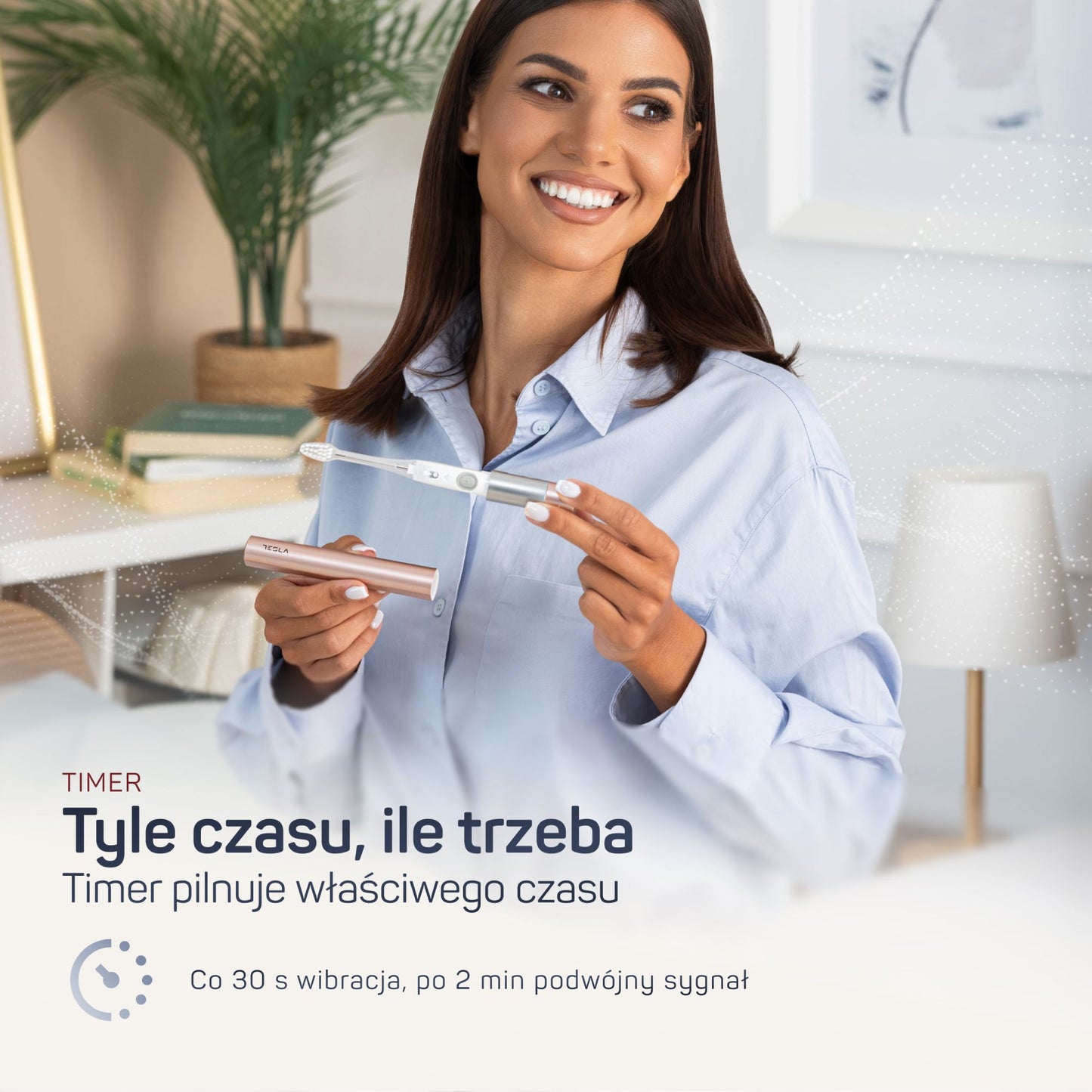 Etui podróżne szczoteczki TESLA Travel różowe złoto – zamknięte
